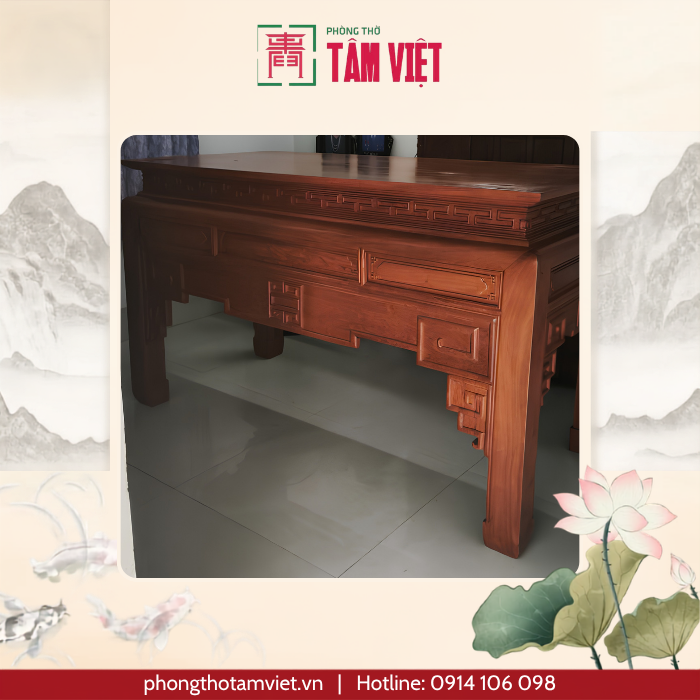 Bàn thờ gỗ Hương cao cấp 197cm | Phòng Thờ Tâm Việt