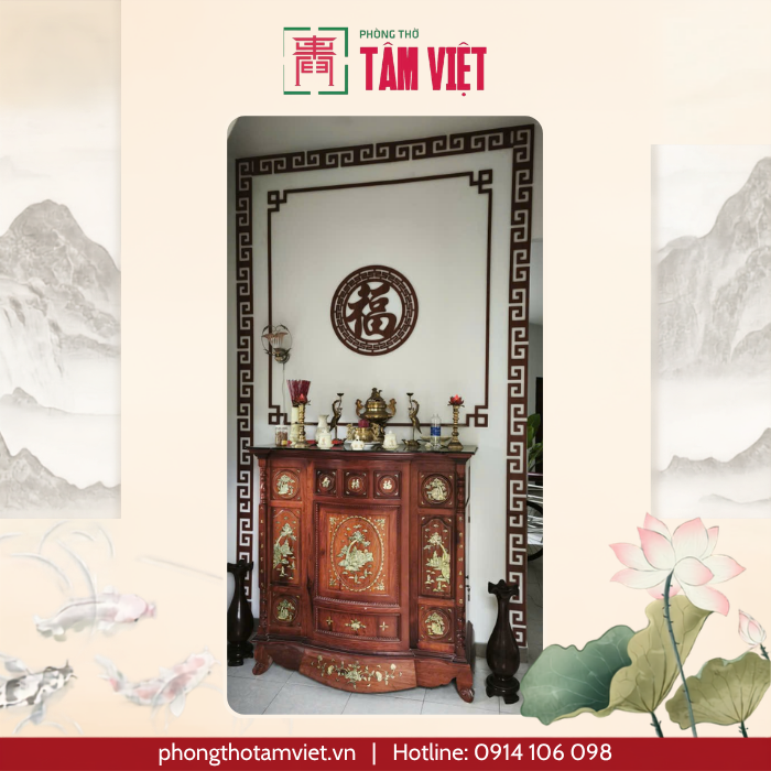 Thi công chỉ viền trang trí không gian thờ | Phòng Thờ Tâm Việt
