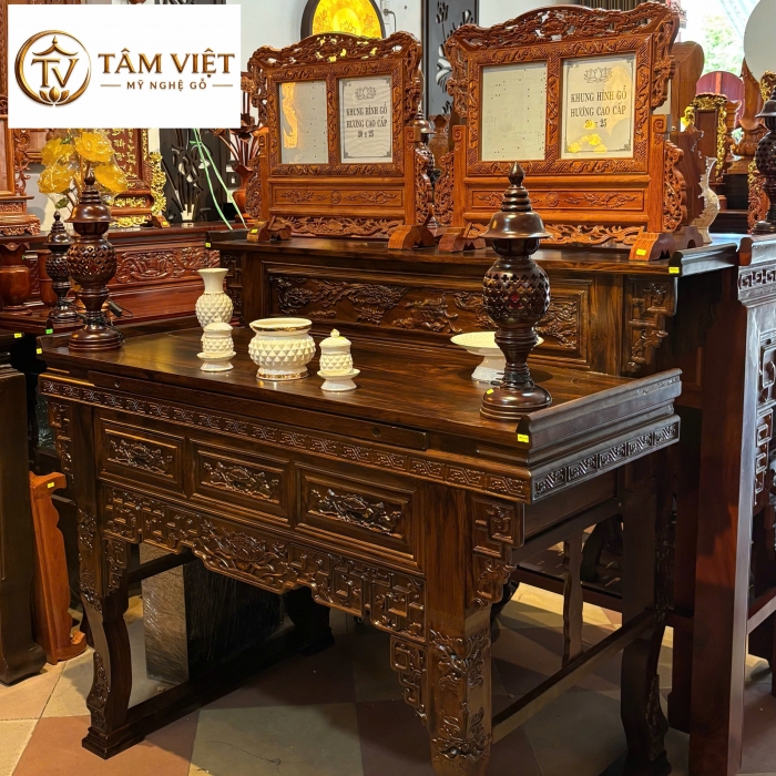 Bàn Thờ Tứ Linh Gỗ Chiu Liu 2 Tầng – Bề Thế Và Tiện Dụng