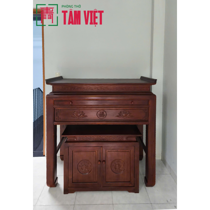 Bàn Thờ Gỗ Gụ 1 Tầng Kèm Tủ Con – Giải Pháp Tối Ưu Cho Không Gian Thờ Hiện Đại