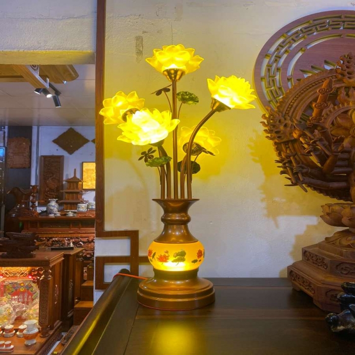 Đèn Lưu ly 5 bông hoa sen