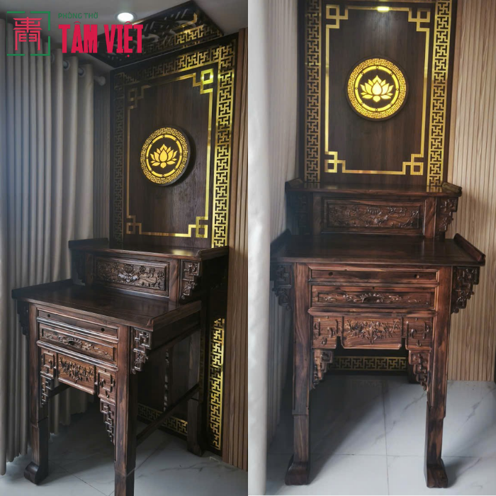 Bàn giao không gian thờ tại Khuê Mỹ, Ngũ Hành Sơn với bàn thờ 2 tầng gỗ chiuliu