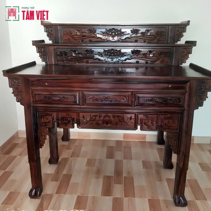 Bàn Giao Bàn Thờ Gỗ Chiuliu 3 Tầng Mẫu Diềm Tại Cẩm Lệ Đà Nẵng