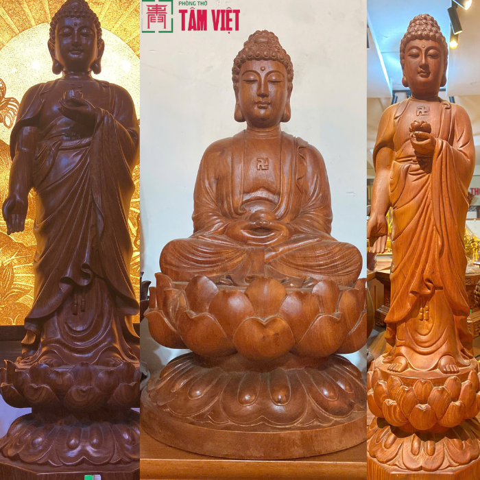 Tượng Phật A Di Đà Gỗ Hương Nguyên Khối – Vẻ Đẹp Trang Nghiêm Cho Không Gian Thờ Phật
