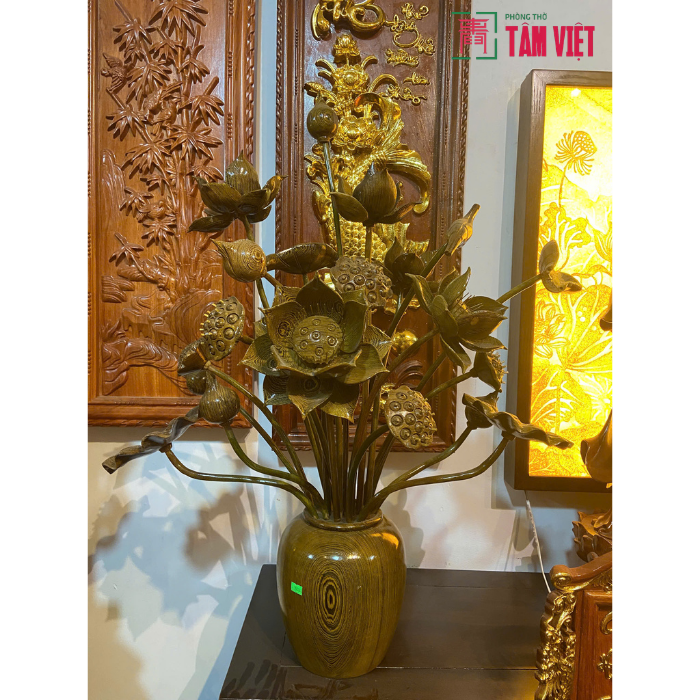 Bình Hoa Sen Gỗ Mun Cao 80cm – Điểm Nhấn Tinh Tế Cho Không Gian Thờ