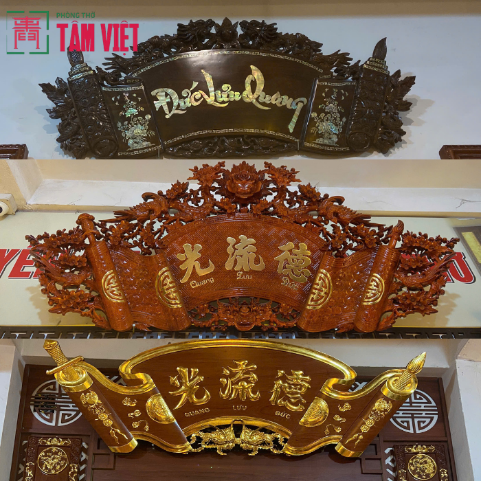 Hoành Phi Câu Đối Cuốn Thư Gỗ Hương Nguyên Tấm Cho Không Gian Thờ Trang Nghiêm