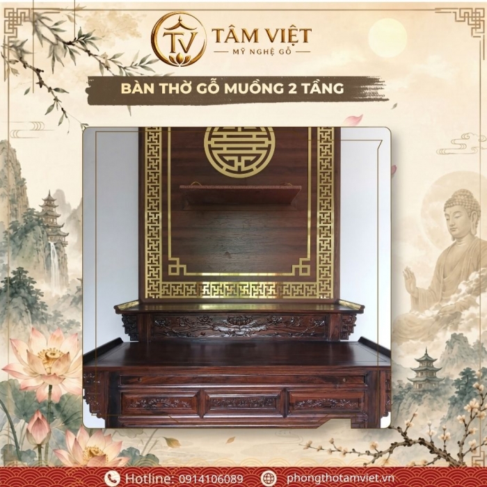 Dự Án Thi Công Bàn Thờ Gỗ Muồng 2 Tầng Tại Vĩnh Điện | Tâm Việt