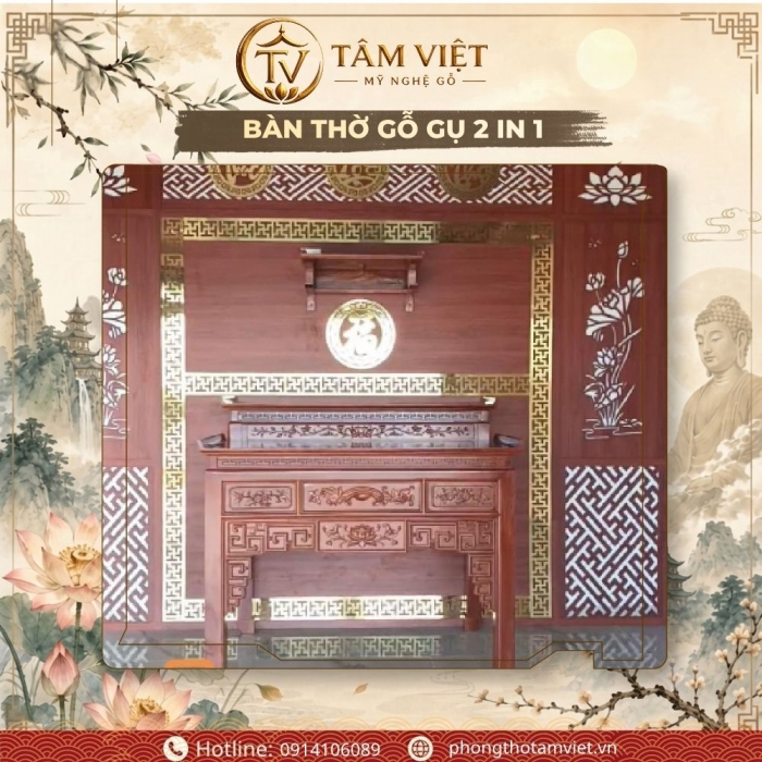 Dự Án Thi Công Bàn Thờ 2 Tầng Gỗ Hương & Vách CNC | Tâm Việt Đà Nẵng
