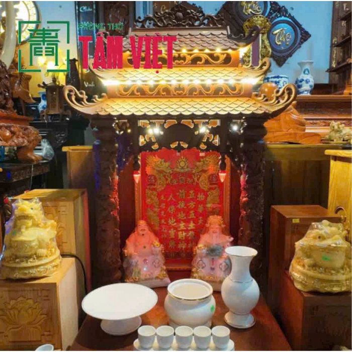 BÀN THỜ TÀI ĐỊA MÁI CHÙA – CHẠM KHẮC TINH XẢO, CHUẨN PHONG THỦY