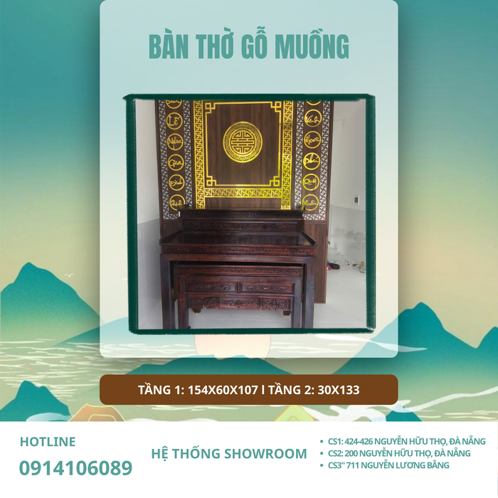 BÀN THỜ GỖ MUỒNG 2 TẦNG - THIẾT KẾ 2 TRONG 1
