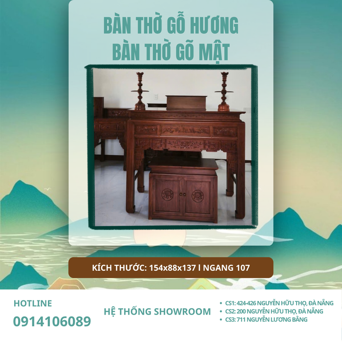 THI CÔNG GIAN GIỜ - BÀN THỜ GỖ HƯƠNG 1 TẦNG, BÀN THỜ GỖ GÕ MẬT 2 TẦNG