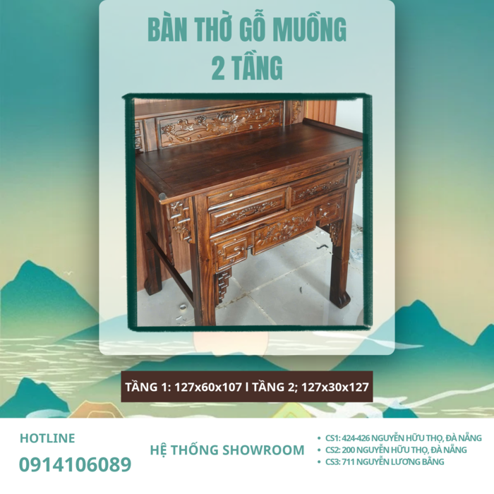 Thi Công Bàn Thờ Gỗ Muồng 2 Tầng Cho Gia Đình Anh Bảo | Phòng Thờ Tâm Việt