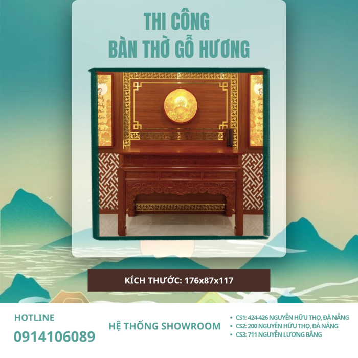 Thi Công Không Gian Thờ Gỗ Hương 1 Tầng, Vách CNC Alu Đồng | Phòng Thờ Tâm Việt