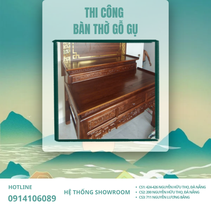 Thi Công Bàn Thờ Gia Tiên 2 Tầng Cho Gia Đình Chị Hường Tại Hội An | Phòng Thờ Tâm Việt