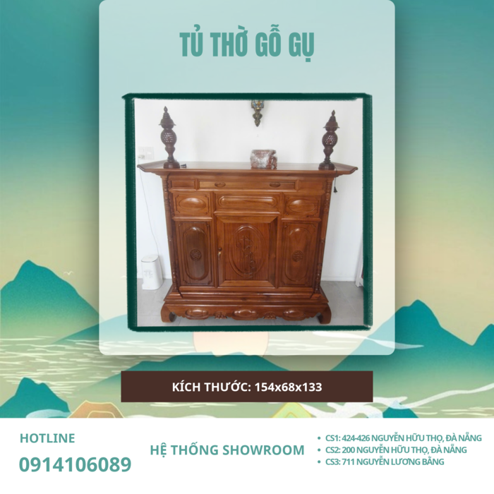 Thi Công Tủ Thờ Gỗ Gụ  Cho Gia Đình Chị Ly Tại Đà Nẵng | Phòng Thờ Tâm Việt