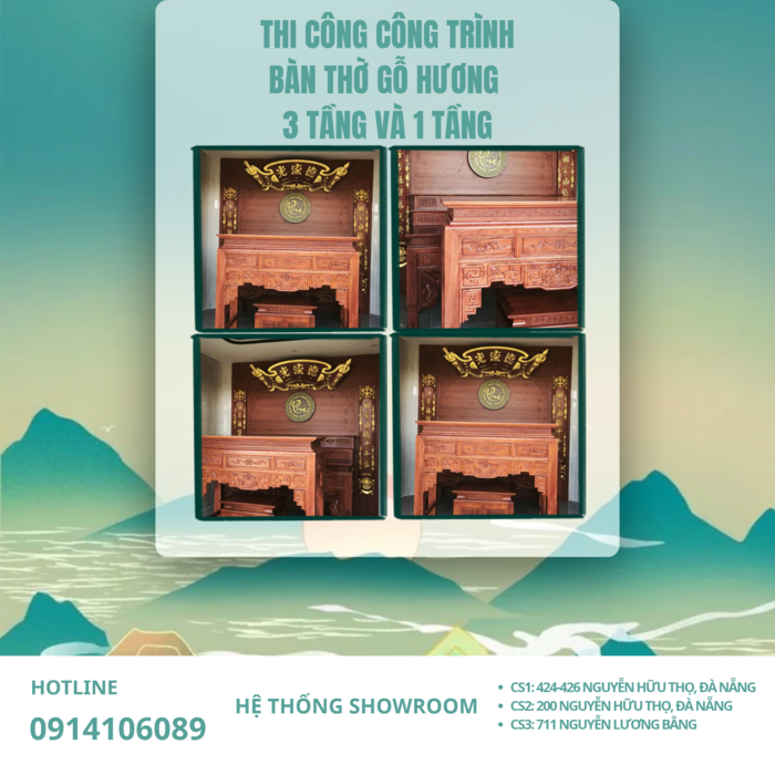 Hoàn Thiện Không Gian Thờ Gỗ Hương Mẫu Rồng 6 Chân Cho Gia Đình Cô Trinh Tại Đà Nẵng | Phòng Thờ Tâm