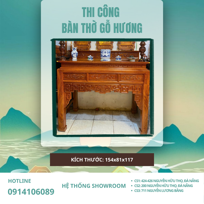 Thi Công Bàn Thờ Gỗ Hương 1 Tầng Cho Gia Đình Anh Huy Tại Nông Quốc Chấn | Phòng Thờ Tâm Việt