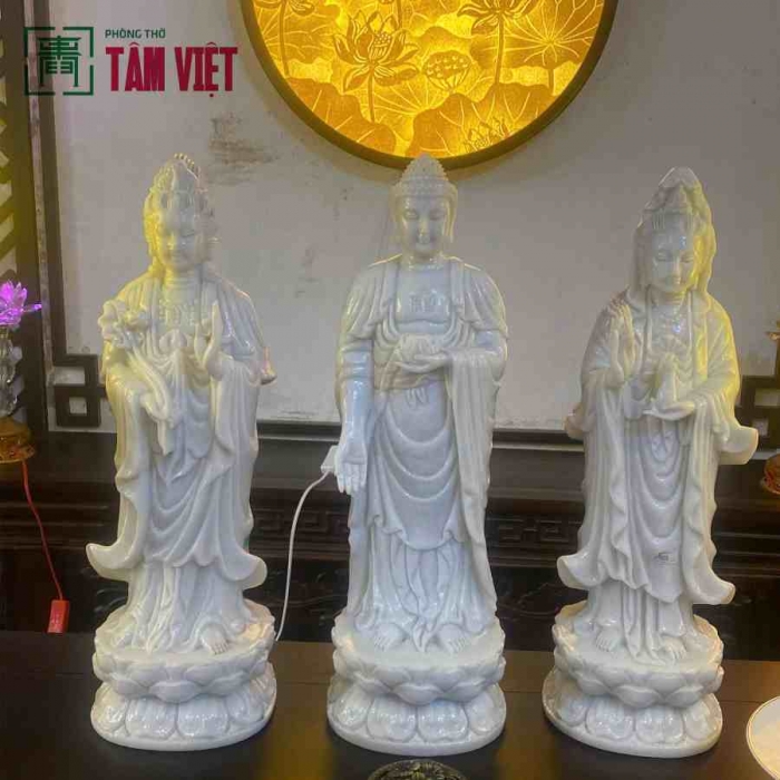 Bộ Tượng Tam Thánh Phật đá Cẩm Thạch