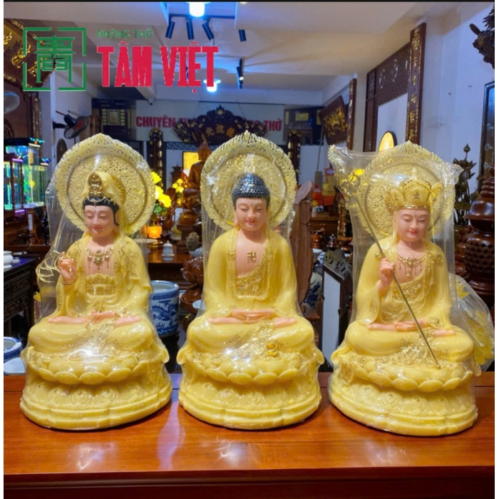 Bộ tượng Tam Thánh bột đá Đài Loan cao cấp
