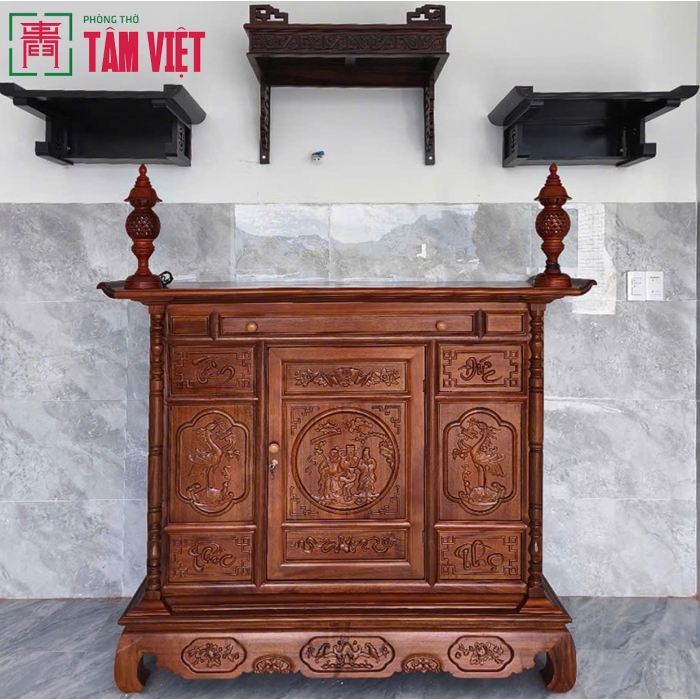 Một số mẫu tủ thờ do Phòng thờ Tâm Việt sản xuất từ các chất liệu gỗ tốt