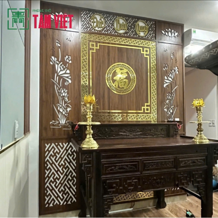 Nâng cấp gian thờ với vách CNC – Hoàn thiện đồng bộ và trang nghiêm