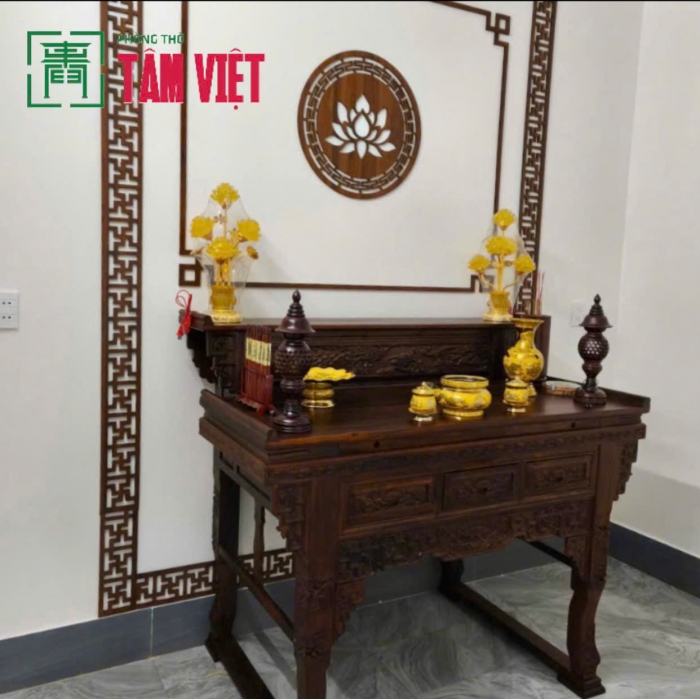 Bàn thờ Tứ Linh gỗ Chiu Liu – Hoàn thiện tại Đại Lộc, Quảng Nam