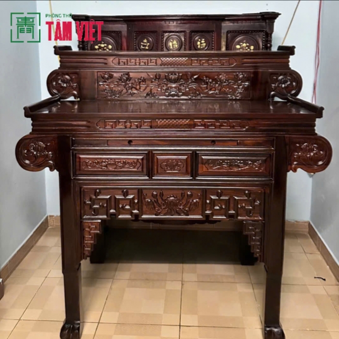 Bàn thờ 2 tầng gỗ Chiu liu – Nhỏ gọn, tinh tế cho không gian hiện đại